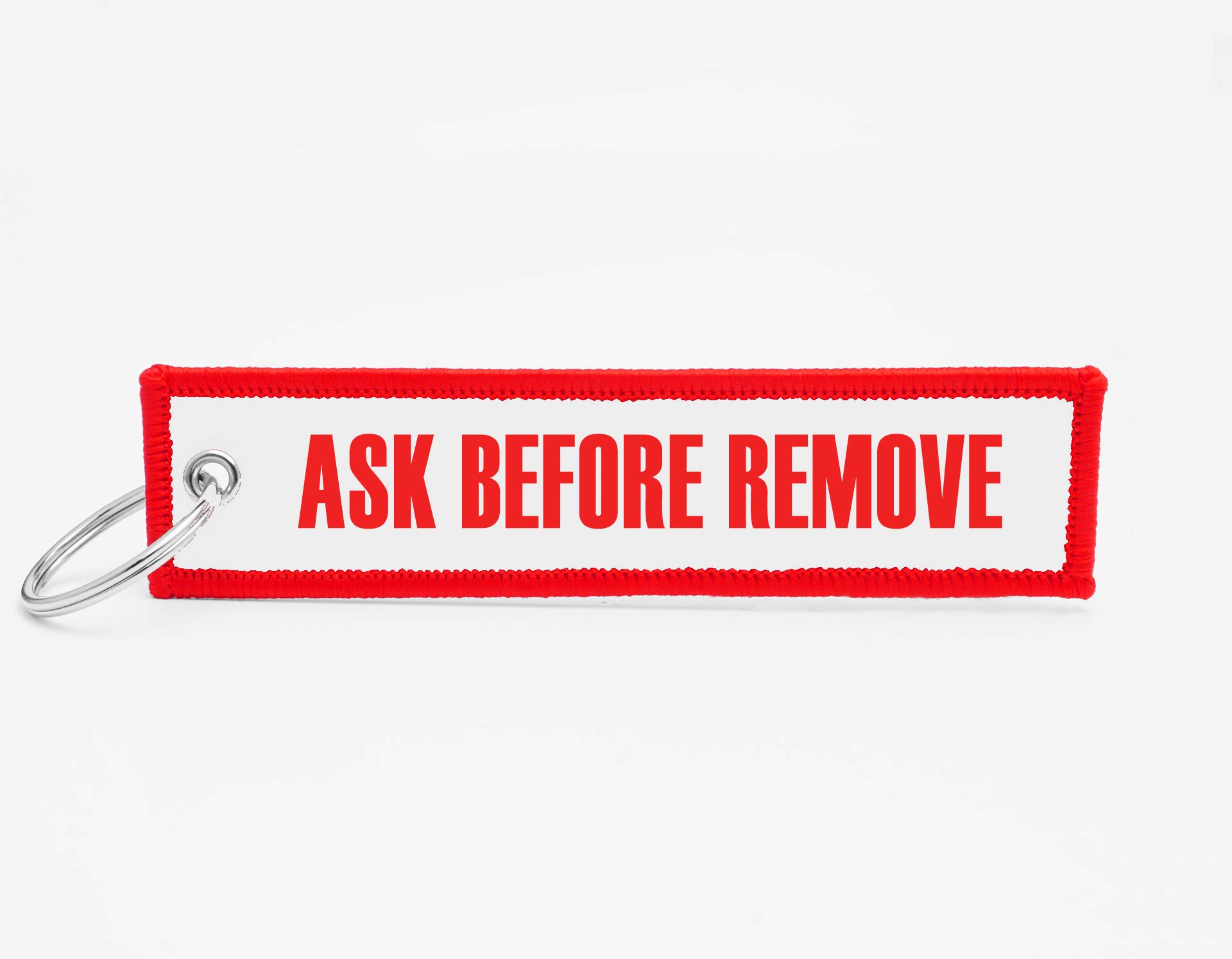 ask before remove Schluesselanhaenger mit logo