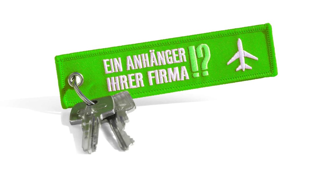 Grüne Werbeartikel Schlüsselanhänger mit Logo